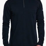 Broderick's Clothing Co. KÜHL INVIGORATR navy blue merino wool quarter-zip pullover with flat seam construction.