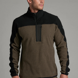 Broderick's Clothing Co. KÜHL SKORCHR fleece quarter-zip sweater in olive and black with a chest pocket.
