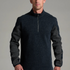 Broderick's Clothing Co. KÜHL Thor 1/4 zip sweater in dark navy wool blend with charcoal grey articulated sleeves.