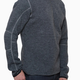 Broderick's Clothing Co. KÜHL Thor charcoal grey wool blend quarter-zip sweater with articulated sleeves.