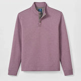 Broderick's Clothing Co. Johnnie-O mauve diamond-knit henley pullover with performance suede placket details.