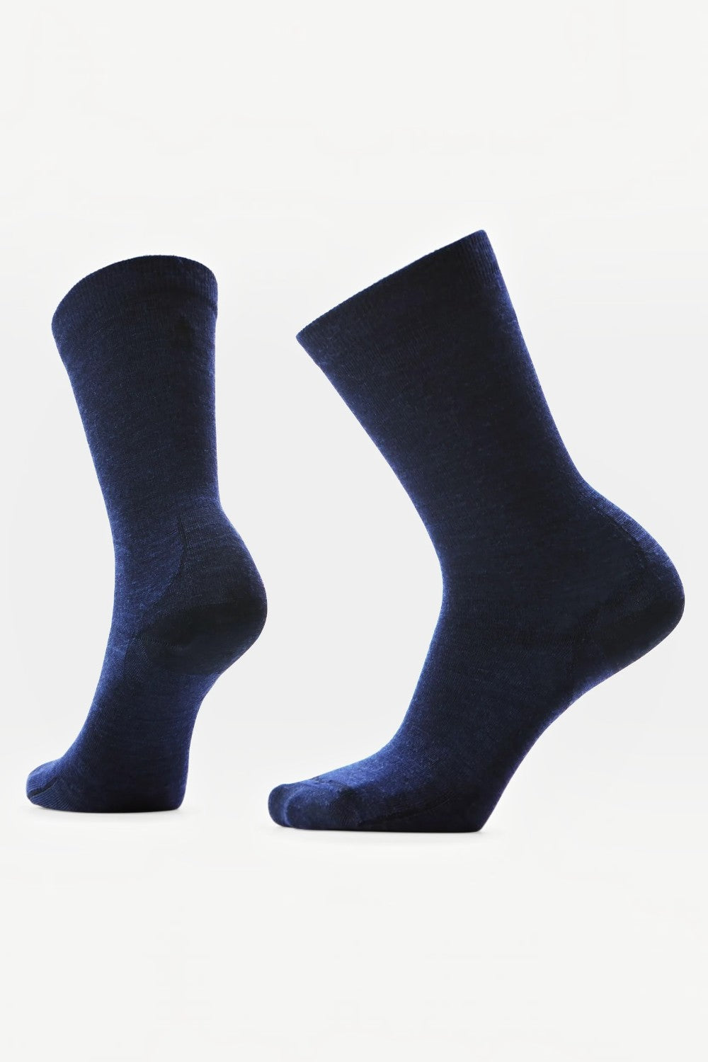 Broderick's Clothing Co. navy blue Merino wool crew socks with a secure comfort welt fit for everyday wear.