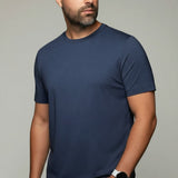 Broderick's Clothing Co. navy blue Au Noir C-MAVEN crew neck t-shirt made from a soft modal and mercerized cotton blend
