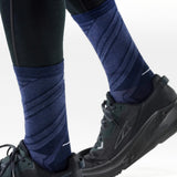 Broderick's Clothing Co. Smartwool men's navy blue crew running socks with diagonal pattern worn with black sneakers