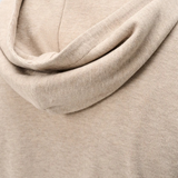Broderick's Clothing Co. oatmeal heathered cotton-spandex hoodie showing the back view and hood detail