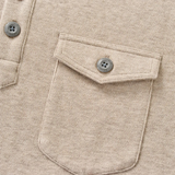 Broderick's Clothing Co. oatmeal heathered cotton-blend henley hoodie with button-up placket and chest pocket