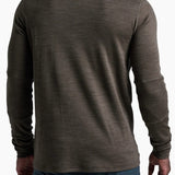 Back view of a man wearing a Broderick's Clothing Co. KÜHL INVIGORATR olive green merino wool 1/4 zip pullover