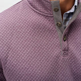 Broderick's Clothing Co. purple diamond-knit henley pullover with alcantara suede placket details