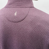 Broderick's Clothing Co. purple moratronic diamond knit henley pullover with back logo detail