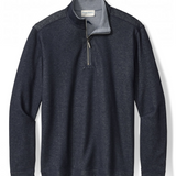 Broderick's Clothing Co. Tommy Bahama reversible half-zip sweater in charcoal heather with a grey inner collar.