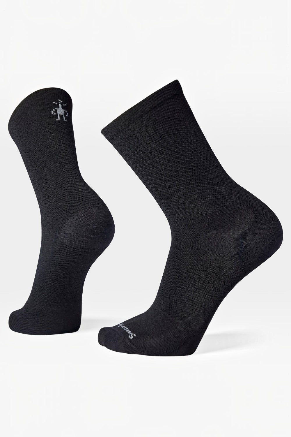 Broderick's Clothing Co. Smartwool black Merino wool crew socks with a small logo detail on the ankle