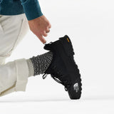 Broderick's Clothing Co. Smartwool Everyday Cozy Mercantile crew socks in a grey patterned knit worn with black boots
