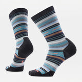 Broderick's Clothing Co. Smartwool Everyday Margarita crew socks featuring a blue, grey, and brown striped pattern.