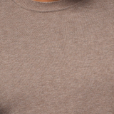 Broderick's Clothing Co. Au Noir LACAUNE taupe cashmere crew neck sweater with fine ribbed knit texture