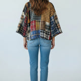 Broderick's Clothing Co. Shannon Passero Lodge Cardigan featuring a unique patchwork of upcycled flannel fabrics