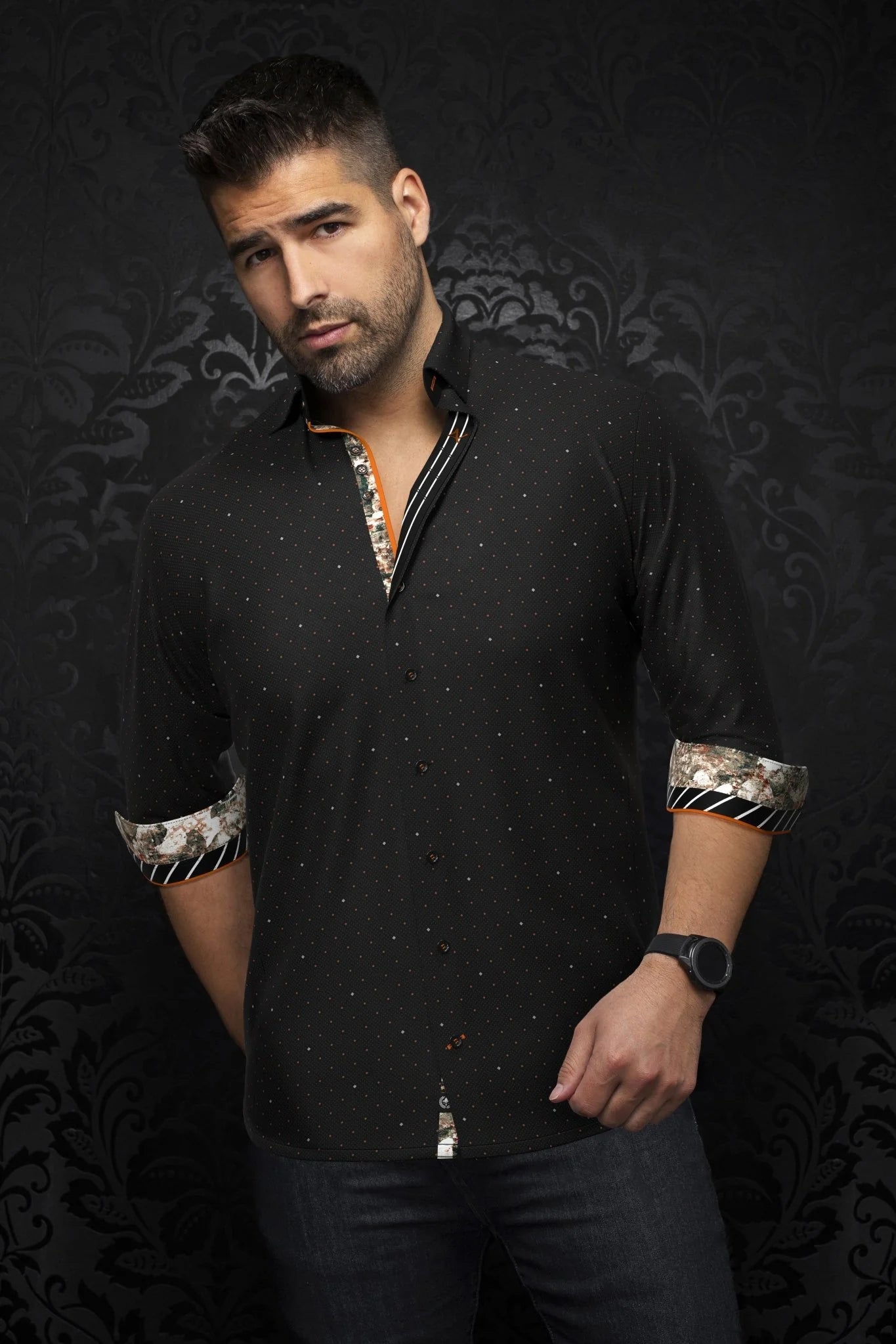 Shirt casual dress fashion for men 98% cotton and 2% Spandex for optimum comfort. Distinguish yourself with contrasting patterns and sophisticated details. Comfortable with premium stretch cotton fabric.&nbsp;