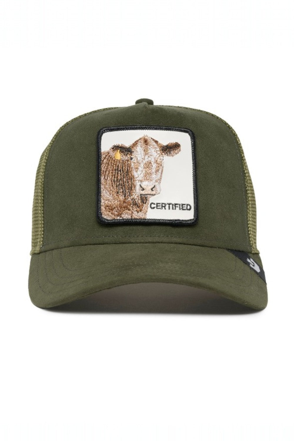 Introducing The Suede Cow&nbsp;Cap &nbsp;by Goorin Bros. This premium trucker cap boasts a luxurious micro suede material in a sophisticated moss color. Step up your style game with this exclusive A-Frame design from Goorin Bros.