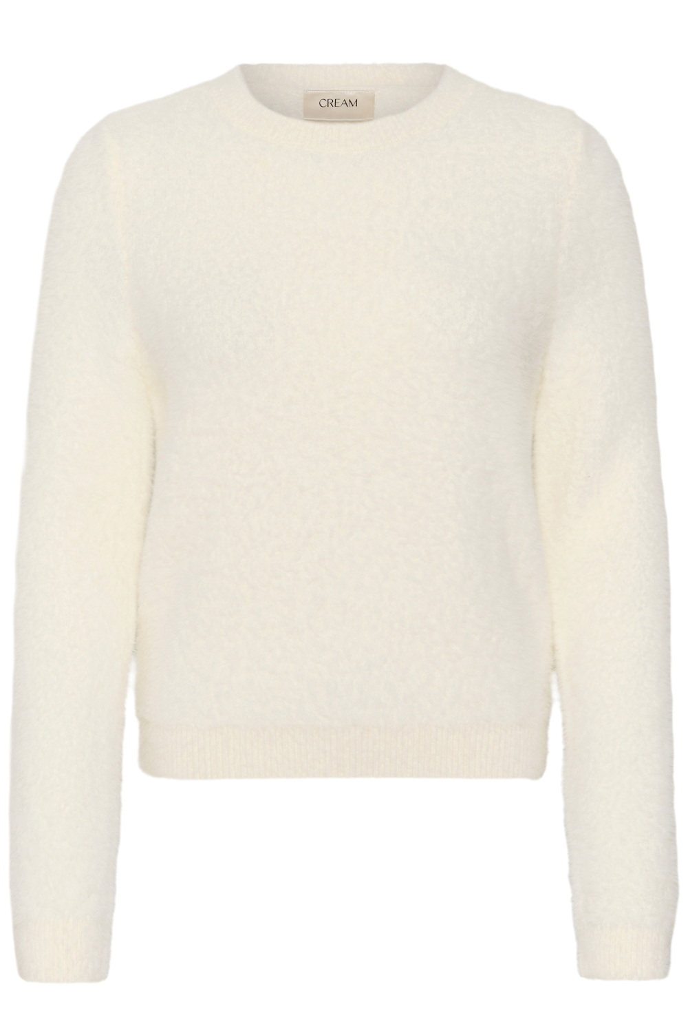 Broderick's Clothing Co. cream long-sleeve knit pullover with a round neckline and ribbed trim details.