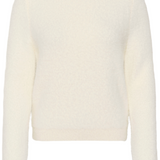Broderick's Clothing Co. cream long-sleeve knit pullover with a round neckline and ribbed trim details.