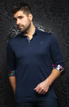Long sleeve men’s casual dress polo. Distinguish yourself with contrasting patterns and sophisticated details.  Comfortable with high end cotton fabric.  Offers confidence and freedom of movement.