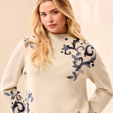 Tribal Double Knit Funnel Neck Sweater