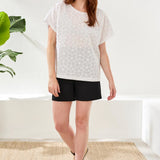 Discover the breezy feel of pure cotton poplin, beautifully finished with intricate embroidery. This cap sleeve crew neck delivers a polished look and effortless comfort—your perfect go-to for warm, sunny days or layering.