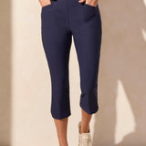 Step out into the sunshine in these classic capri pants, designed with a flattering slim leg fit and Flatten It® Technology to enhance your silhouette. The pull-on style allows for quick and easy dressing, while the stretch twill fabric provides all-day comfort. A rounded side slit adds a stylish accent to the hem.