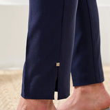Close up of navy pant ankle detail