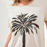 A bold palm placement print makes this crewneck tee a true standout. Crafted in slub cotton for breathable softness, it’s a fresh pop of artistry for your everyday style, finished with a classic fit.