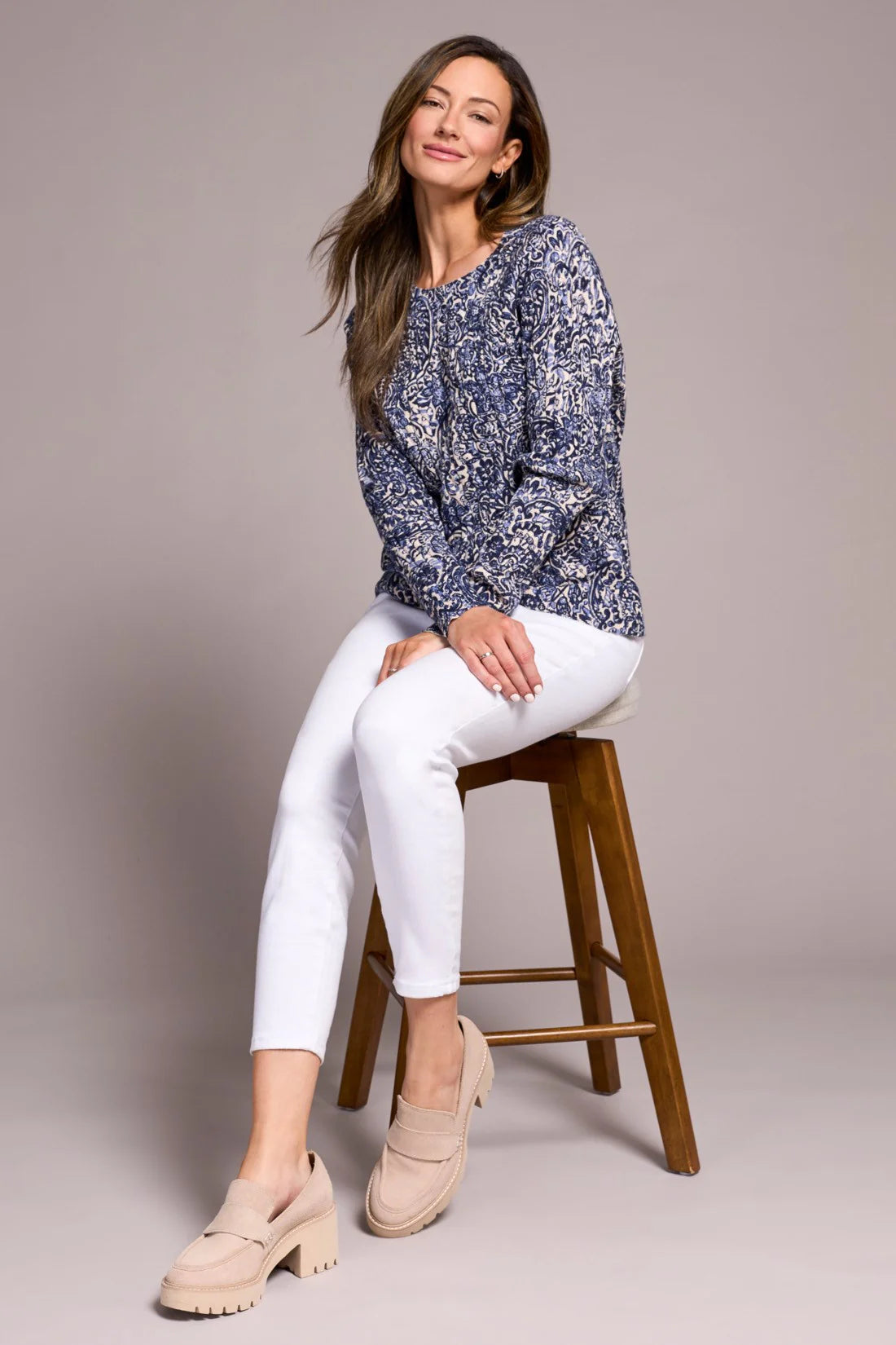 Wrap yourself in effortless warmth and style with this striking sweater, featuring a bold, eye-catching print. Crafted from luxuriously soft cable-knit combed cotton, it delivers the perfect blend of coziness and breathability. Long sleeves offer elegant coverage, while the classic crew neckline completes the look with refined sophistication.