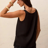 Tribal Satin Feel V-Neck Cami with Lace