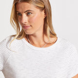 Crafted with short raglan sleeves, this top is all about comfy-casual style. We can't get enough of the classic crew neckline and yarn dye slub knit fabric showcasing an understated stripe pattern that adds visual interest without sacrificing versatility.