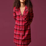 Crawl into bed feeling comfy-as-can-be with this long-sleeve nightshirt crafted from super soft plaid flannel. 