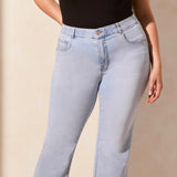 Move through your day with ease in these comfortable stretch Sophia curvy denim jeans. Designed with a classic mid-rise fit and a micro flare leg, they add a touch of retro charm to your look, while the tummy tuck feature offers flattering shaping at the waist for a smooth silhouette.