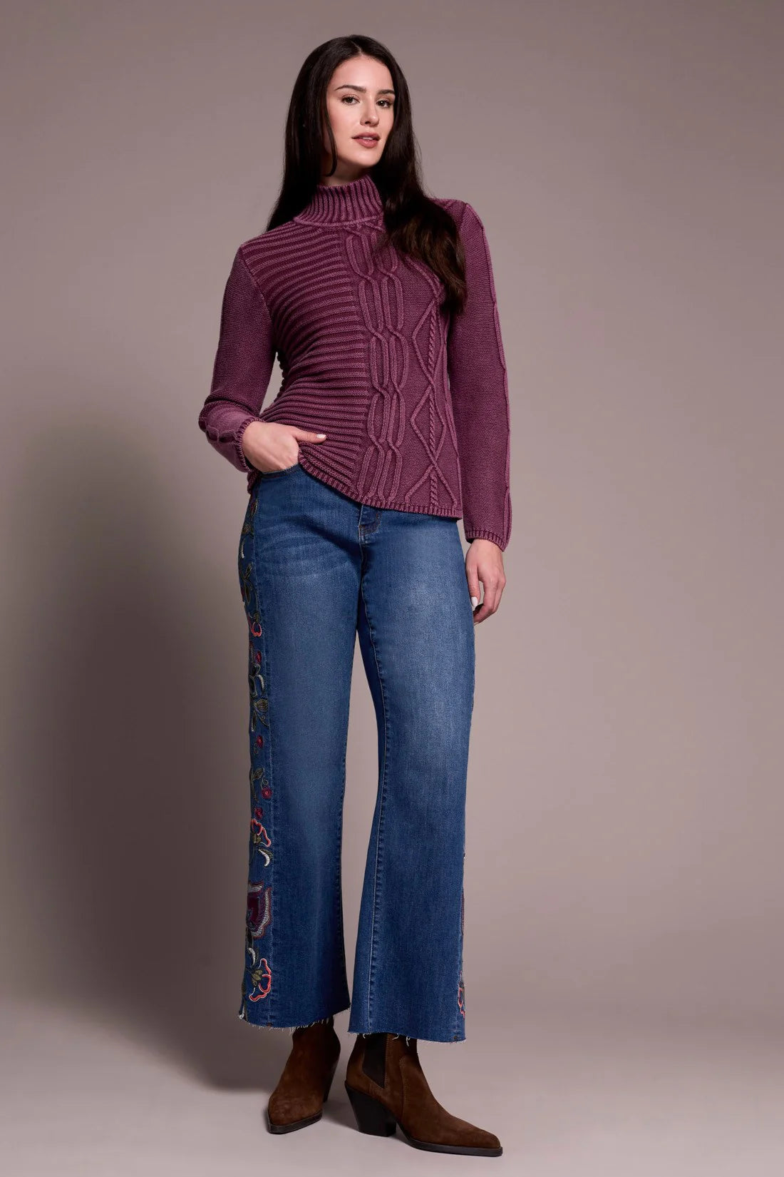 Indulge in cozy comfort with this warm sweater featuring a mock neckline and long sleeves for full coverage. Crafted from soft cotton yarn and finished with a vintage wash, it exudes timeless charm. The loose fit and drop shoulder create a relaxed silhouette, making it perfect for effortless, laid-back style.