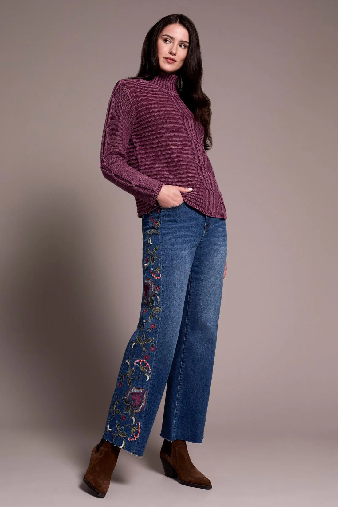 Indulge in cozy comfort with this warm sweater featuring a mock neckline and long sleeves for full coverage. Crafted from soft cotton yarn and finished with a vintage wash, it exudes timeless charm. The loose fit and drop shoulder create a relaxed silhouette, making it perfect for effortless, laid-back style.
