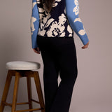 Tribal Knit Jacquard Funnel Neck Sweater