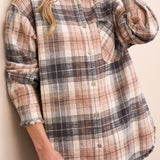 Tribal Plaid Shirt w/ Frayed Hem
