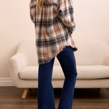 Tribal Plaid Shirt w/ Frayed Hem