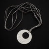 Suzie Blue Silver Plate Necklace with Beaten Disc Pendant