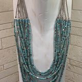 Suzie Blue Turquoise Beaded Collar Necklace