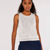 Apricot All Over Sequin Shell Top
