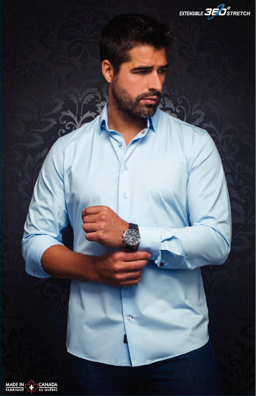 Men's casual dress shirt. Stand out with contrasting patterns and sophisticated details.