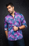 Men's casual dress shirt. Stand out with contrasting patterns and sophisticated details. Comfortable with high-end stretch cotton fabric. 