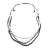 Suzie Blue Triple Strand Glass Bead Adjustable Necklace