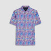 HENDRIX abstract short-sleeved polo shirt in 100% mercerized cotton digital print with solid contrast detail