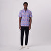HENDRIX abstract short-sleeved polo shirt in 100% mercerized cotton digital print with solid contrast detail