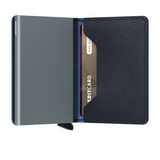 Secrid Slimwallet Saffiano Navy.The Slimwallet is a modern take on the classic billfold. With its slim profile it fits perfectly into every pocket. 