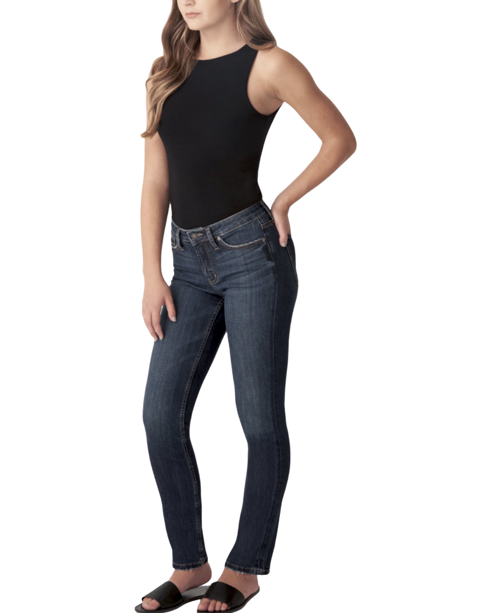 Silver Jeans Co. Most Wanted Mid Rise Straight Leg Jeans.