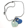 Suzie Blue Two Hearts are One Wooden Necklace